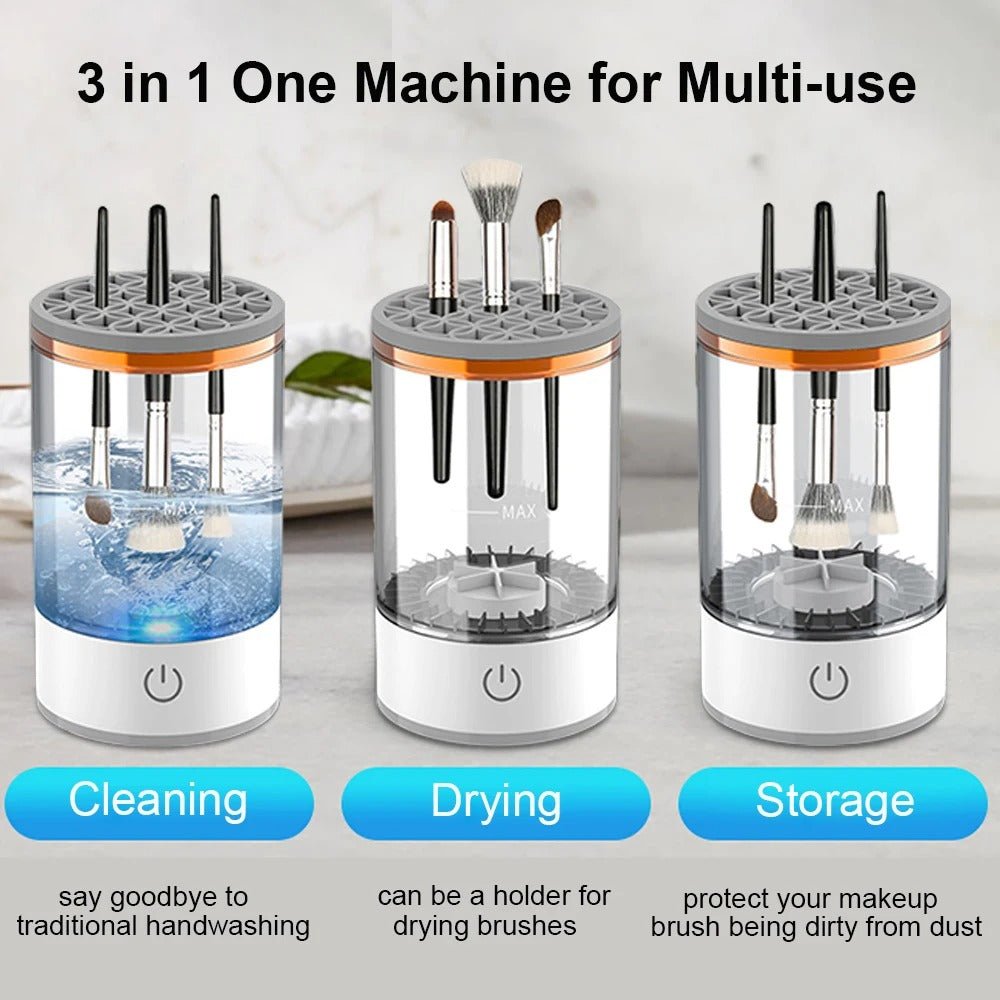 Makeup brush cleaner machine, deep clean makeup brushes and leave outstanding results. Easy to use and multi-function capabilities saves you time and effort!