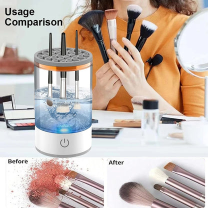 Makeup brush cleaner machine, deep clean makeup brushes and leave outstanding results. Easy to use and multi-function capabilities saves you time and effort!